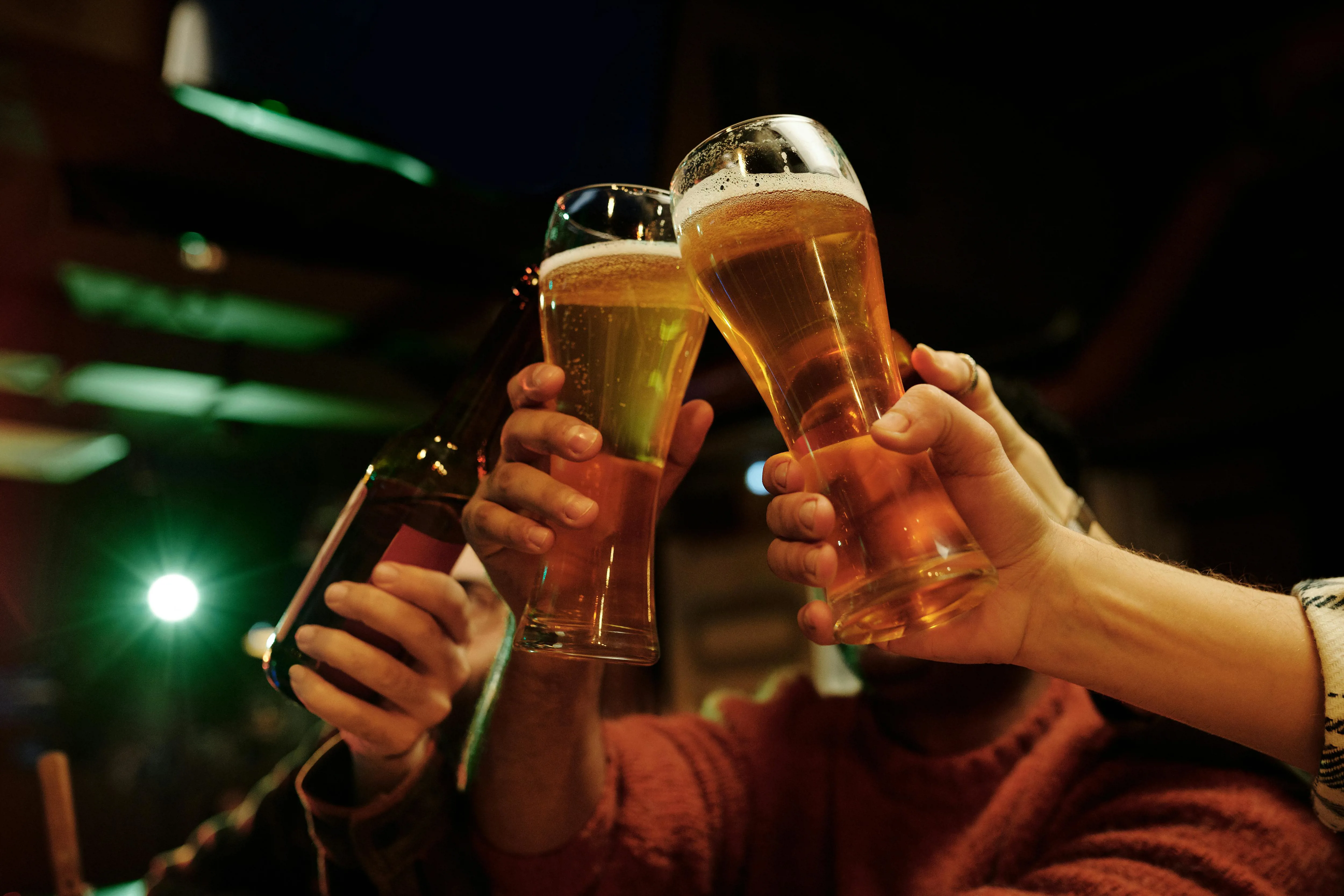 Friends toasting their beers